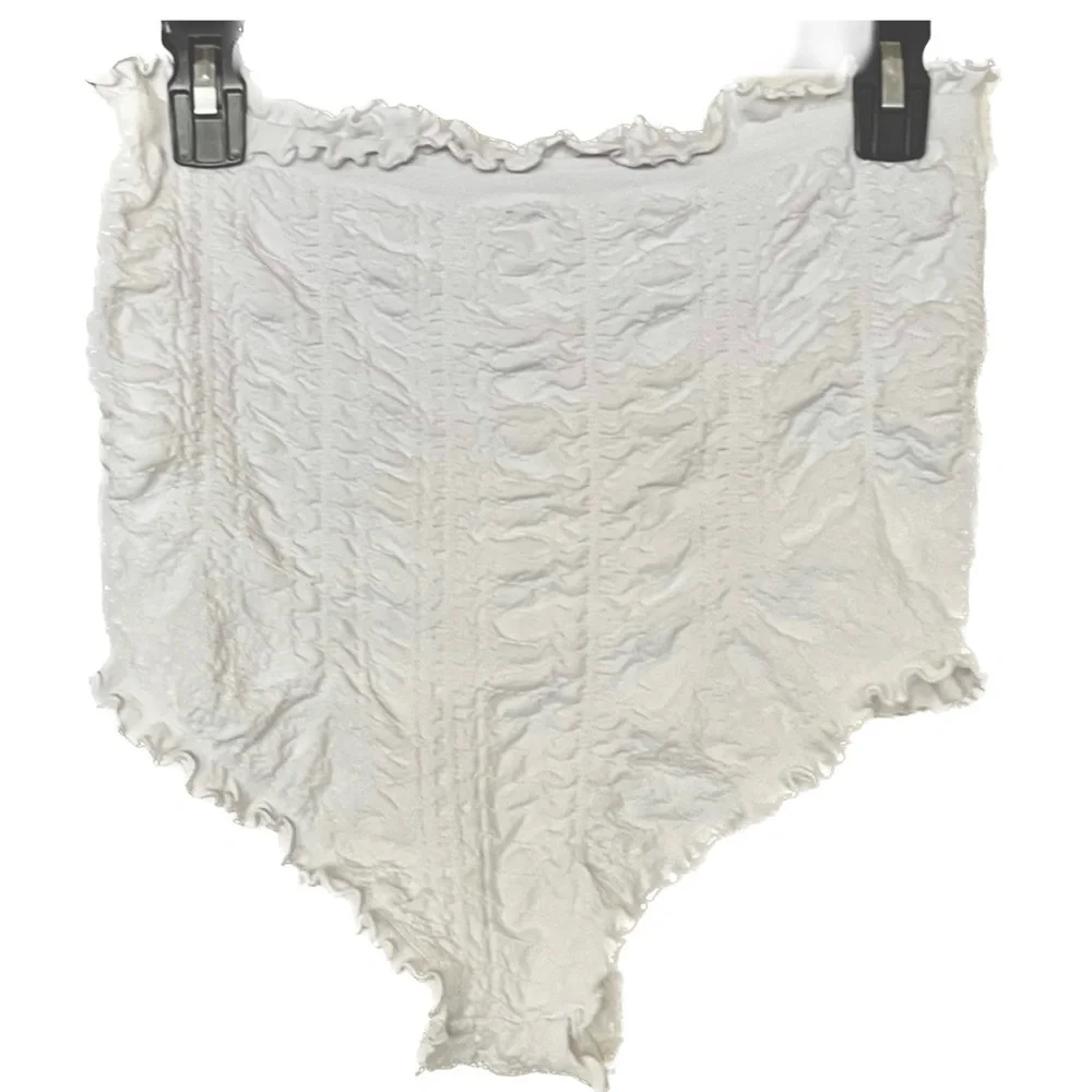 Free People’s Chloe Ruched Ruffle White Shorties Size M/L